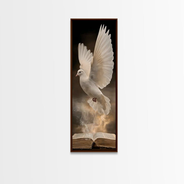 Living Word Dove – Framed Canvas Print – Tall Narrow Wall Art – Christian Art Canvas – Christian Wall Art – Christian Painting – Christmas