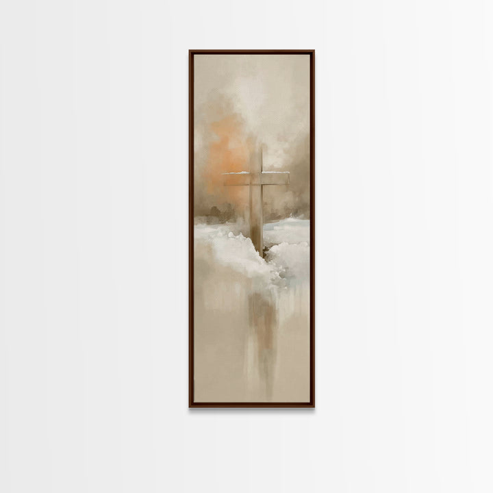 Winter Cross Glory – Framed Canvas Print – Tall Skinny Art Print – Christian Wall Art – Christian Art Canvas – Christmas Art – Christian Pa