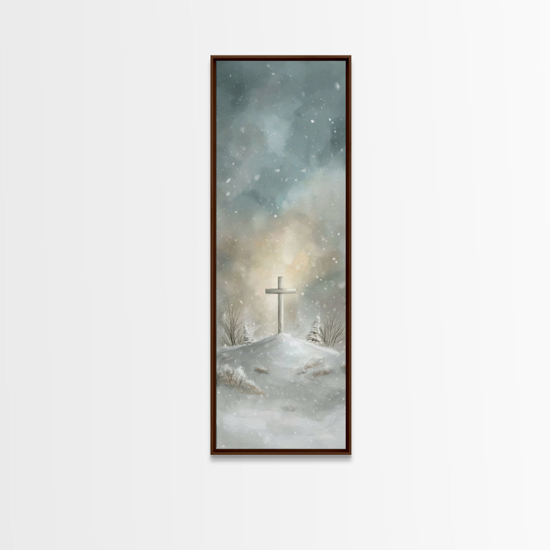 Silent Cross Hope – Framed Canvas Print – Skinny Art – Christian Art Canvas – Christian Wall Art – Christmas Art – Christian Paintings