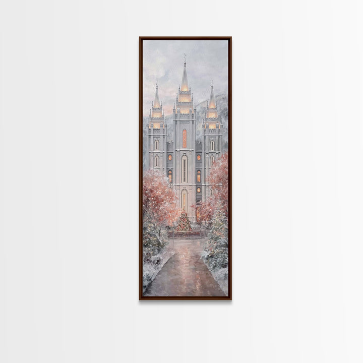 Winter Temple Light - Framed Canvas Print - Christian Wall Art - Christian Christmas Art - Narrow Art - Christian Art Canvas - Christmas De