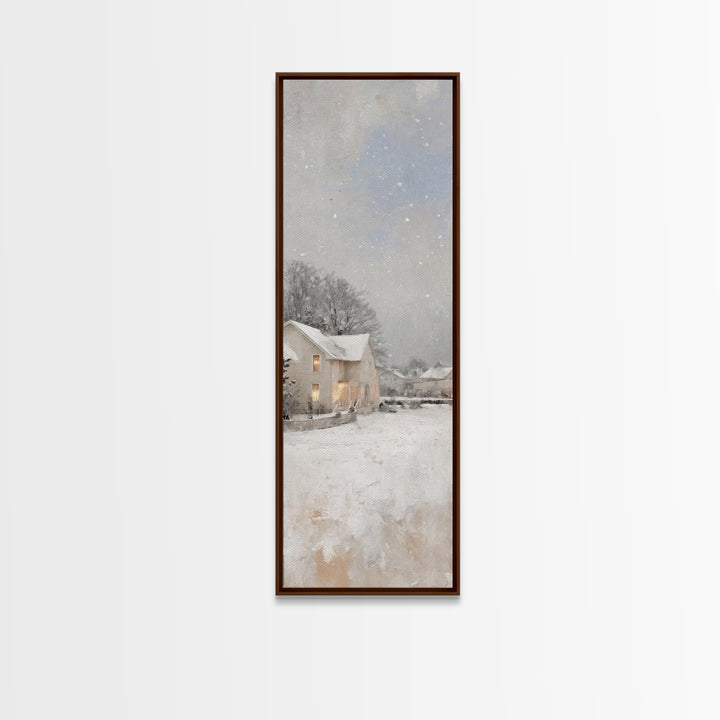 Quiet Winter Homes - Framed Canvas Print - Christian Christmas Art - Narrow Art - Christian Wall Art - Christmas Canvas Wall Art - Christia