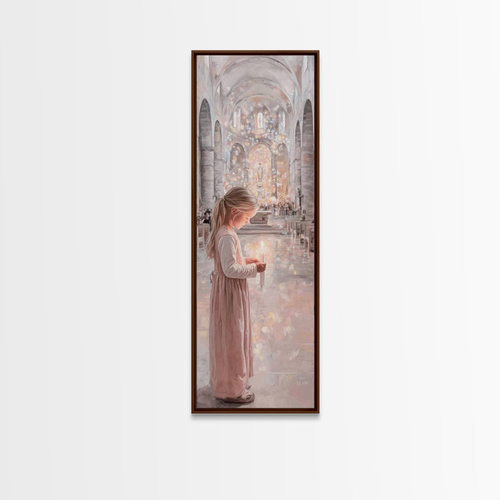 Candlelight Prayer – Framed Canvas Print – Christian Wall Art – Christian Art Canvas – Tall Narrow Wall Art – Christian Painting – Christia