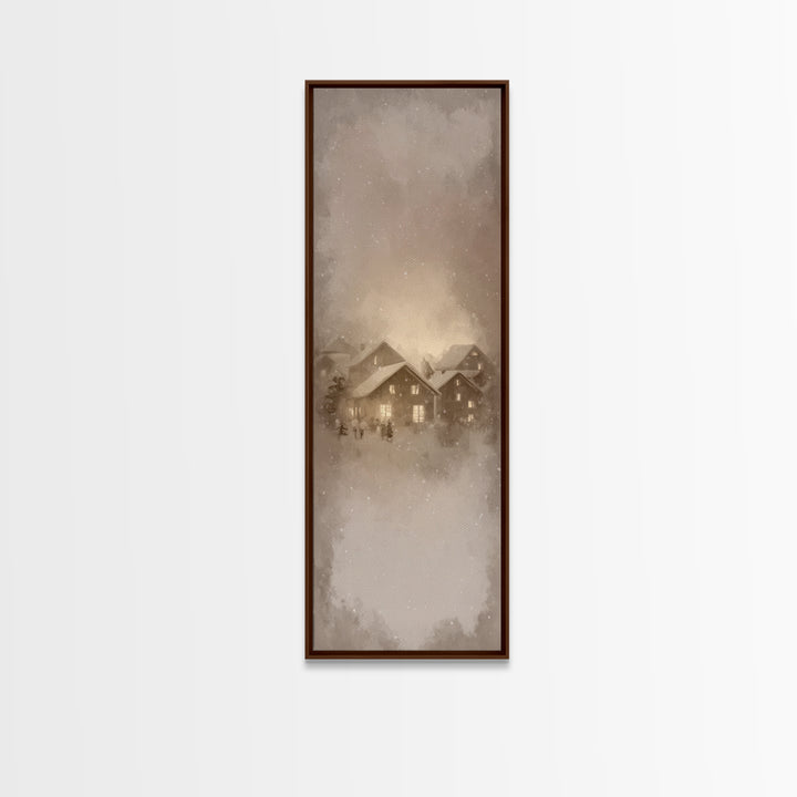 Gathered Hearth Light | Framed Canvas Print | Christmas Wall Art | Christian Art Canvas | Tall Skinny Art Print | Christian Christmas Art |