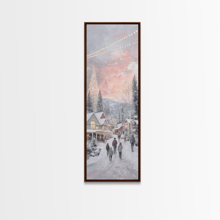 Evening Noel Stroll, Framed Canvas Print, Christmas Art Prints, Christian Wall Art, Skinny Art, Christian Christmas Decor, Christian Art Ca