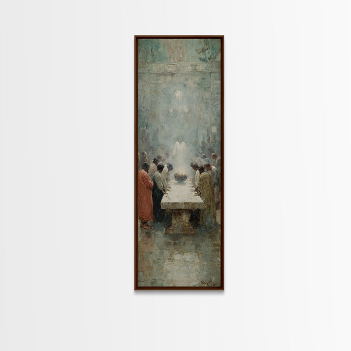 Holy Supper Vision | Framed Canvas Print | Christian Art Canvas | Jesus Painting | Narrow Art | Modern Christian Art | Christian Wall Art