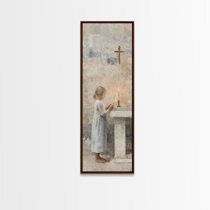 Little Acolyte – Framed Canvas Print | Christian Art Canvas | Minimalist Christian Art | Skinny Art | Christian Wall Art | Christian Painti