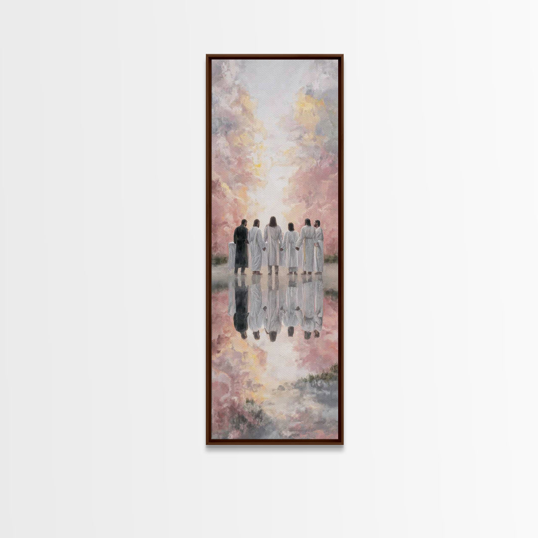Heavenly Fellowship – Framed Canvas Print – Christian Wall Art – Christian Art Canvas – Jesus Painting – Tall Narrow Wall Art