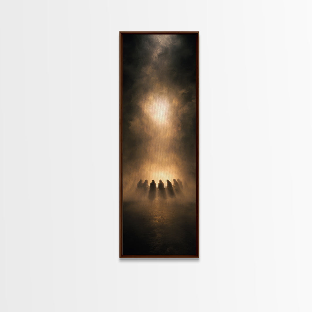 Sacred Evening Table – Framed Canvas Print – Christian Art Canvas – Jesus Painting – Christian Wall Art – Tall Skinny Art Print