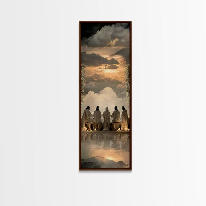 Celestial Supper Light – Framed Canvas Print – Christian Wall Art – Christian Christmas Art – Christian Art Canvas – Narrow Art