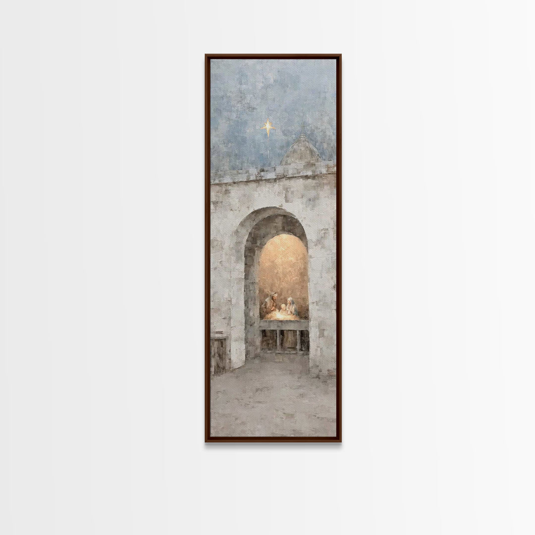 Divine Birth Star – Framed Canvas Print – Christian Wall Art – Christian Christmas Art – Christian Art Canvas – Tall Narrow Wall Art