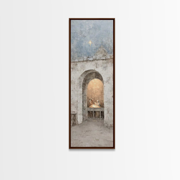 Divine Birth Star – Framed Canvas Print – Christian Wall Art – Christian Christmas Art – Christian Art Canvas – Tall Narrow Wall Art