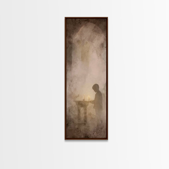 Quiet Devotion – Framed Canvas Print, Christian Art Canvas, Christian Wall Art, Narrow Art, Subtle Christian Art, Christian Painting