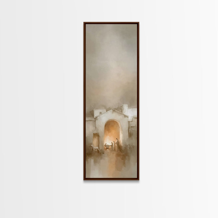 Silent Nativity Peace – Framed Canvas Print – Christian Wall Art – Christian Christmas Art – Christian Art Canvas – Tall Skinny Art Print