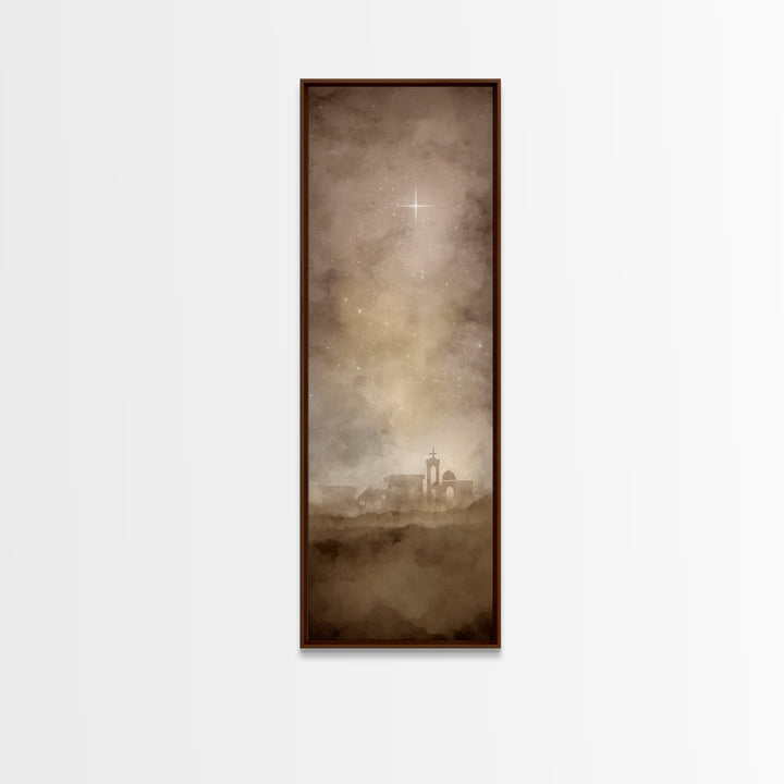 The Guiding Star – Framed Canvas Print – Tall Narrow Wall Art – Christian Wall Art – Christian Art Canvas – Christmas Art – Christian Decor