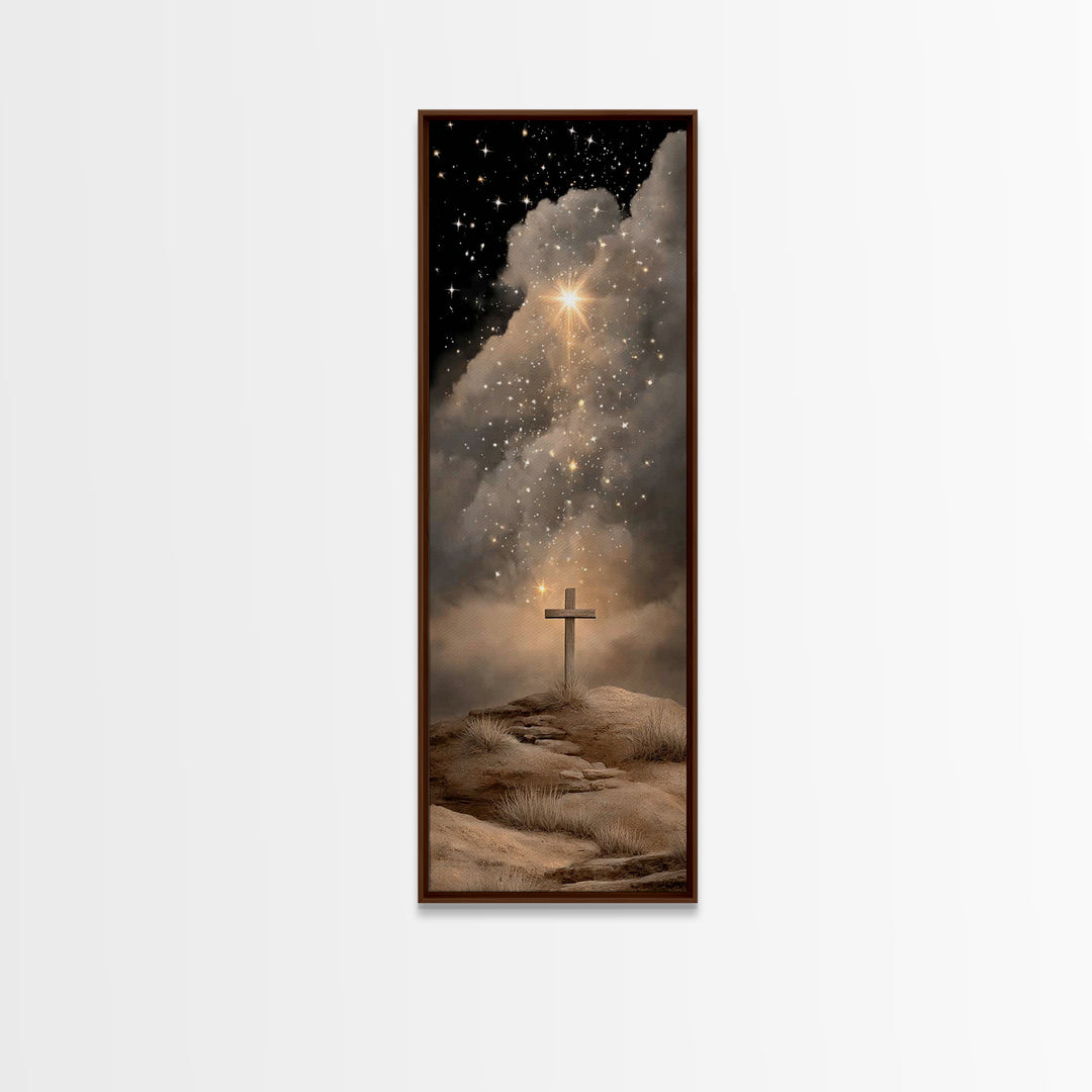 Cross Of Hope – Framed Canvas Print – Skinny Art – Christian Art Canvas – Christian Christmas Art – Jesus Painting – Christian Wall Art