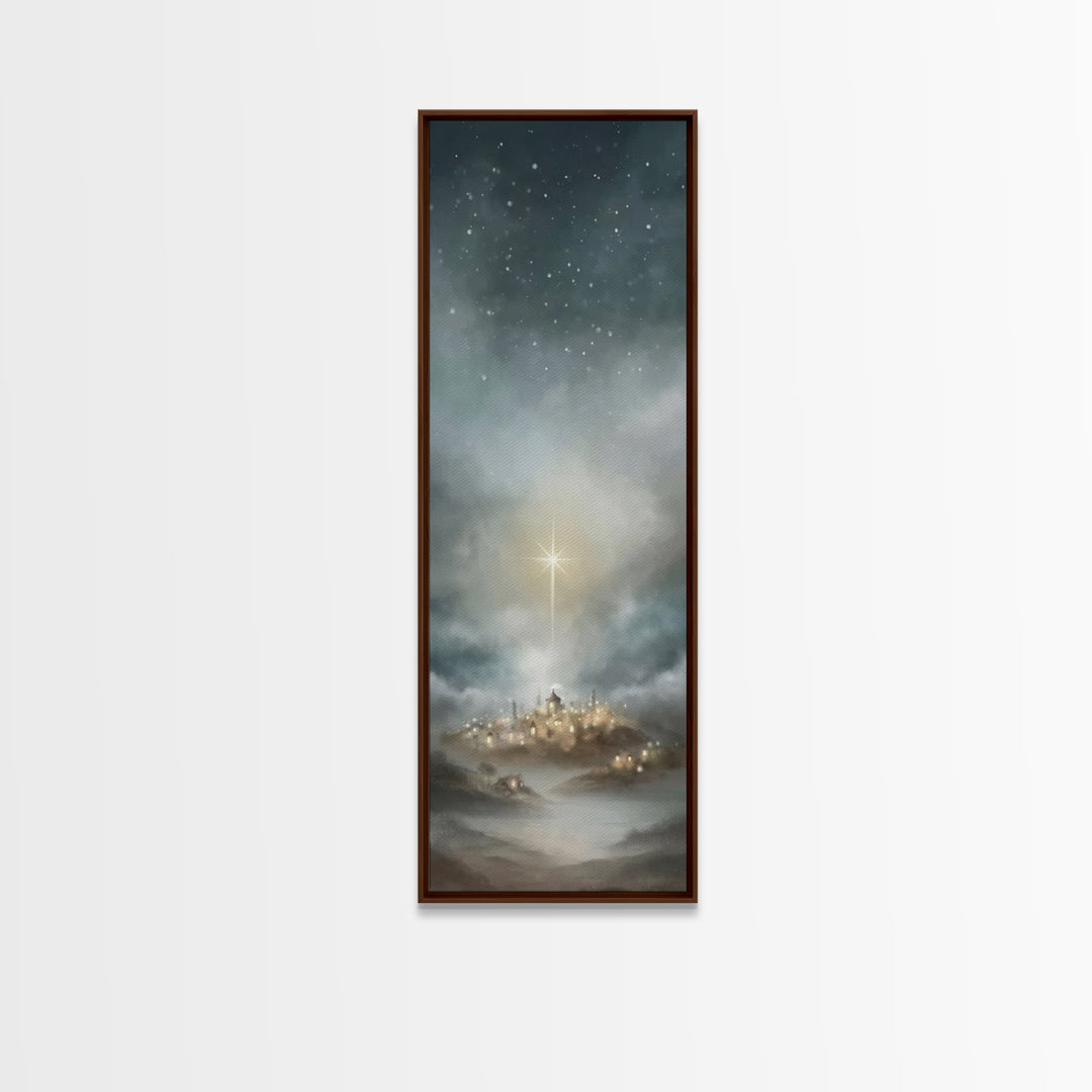 Bethlehem Light – Framed Canvas Print – Narrow Art – Christian Wall Art – Christmas Canvas Wall Art – Christian Art – Christian Christmas D