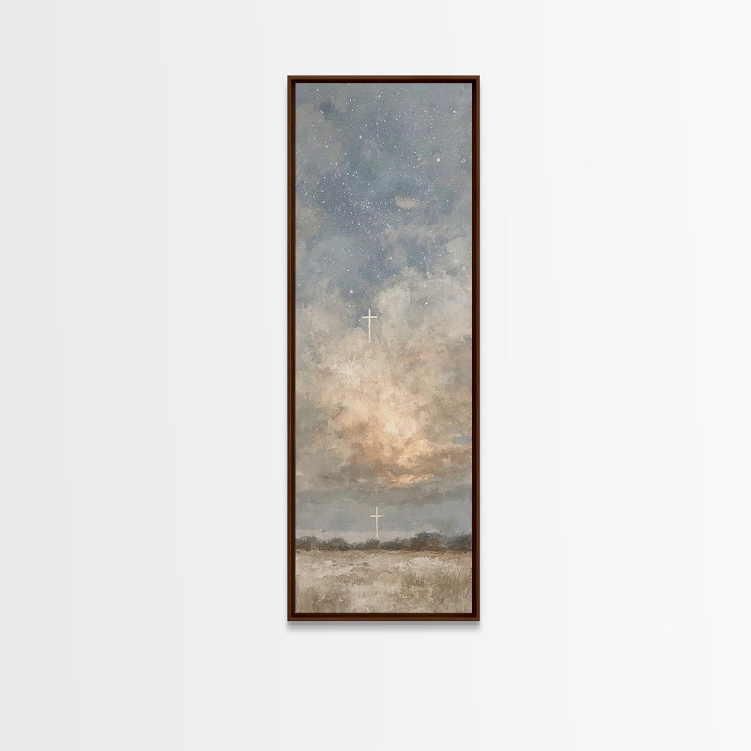 Heavenly Promise – Framed Canvas Print – Narrow Art – Christian Art Canvas – Christian Painting – Christian Decor – Christmas Art