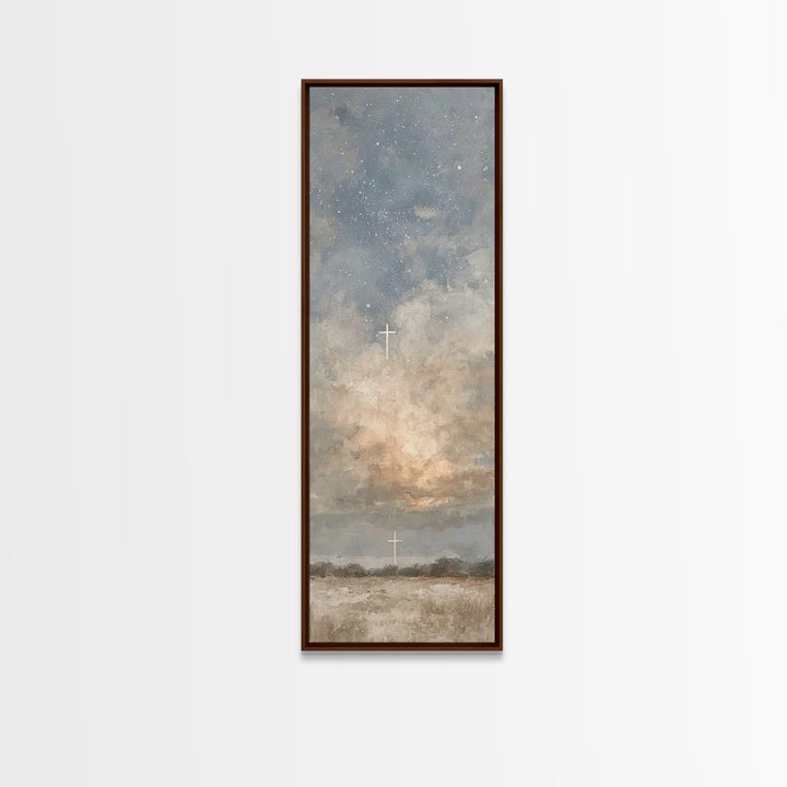 Heavenly Promise – Framed Canvas Print – Narrow Art – Christian Art Canvas – Christian Painting – Christian Decor – Christmas Art