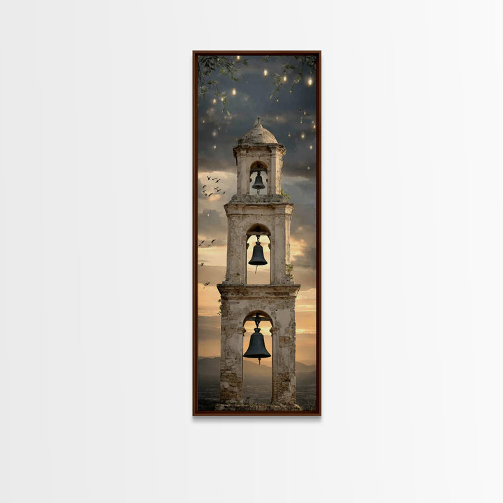 Chapel Sunrise – Framed Canvas Print – Tall Skinny Art Print – Christian Art – Christian Christmas Decor – Christian Wall Art – Christmas A