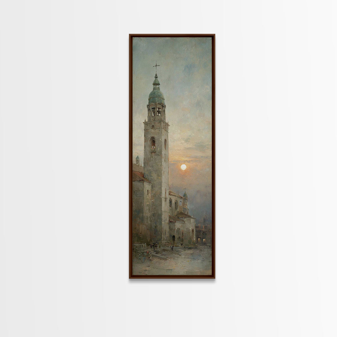 Twilight Cathedral Grace – Framed Canvas Print – Tall Skinny Art Print – Christian Christmas Art – Christian Art – Christian Wall Art – Jes