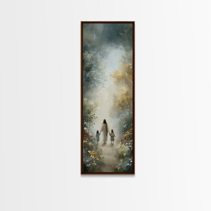 Garden Path Grace | Framed Canvas Print | Narrow Art | Christian Art | Jesus Art Print | Christian Wall Art | Christian Painting