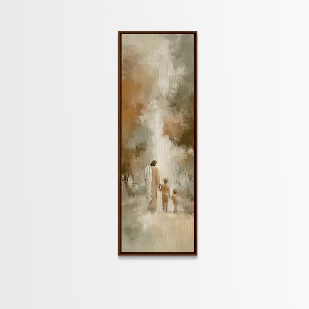 Walk In His Peace | Framed Canvas Print | Narrow Art | Christian Art Canvas | Jesus Painting | Christian Wall Art | Christian Art