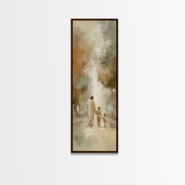 Walk In His Peace | Framed Canvas Print | Narrow Art | Christian Art Canvas | Jesus Painting | Christian Wall Art | Christian Art