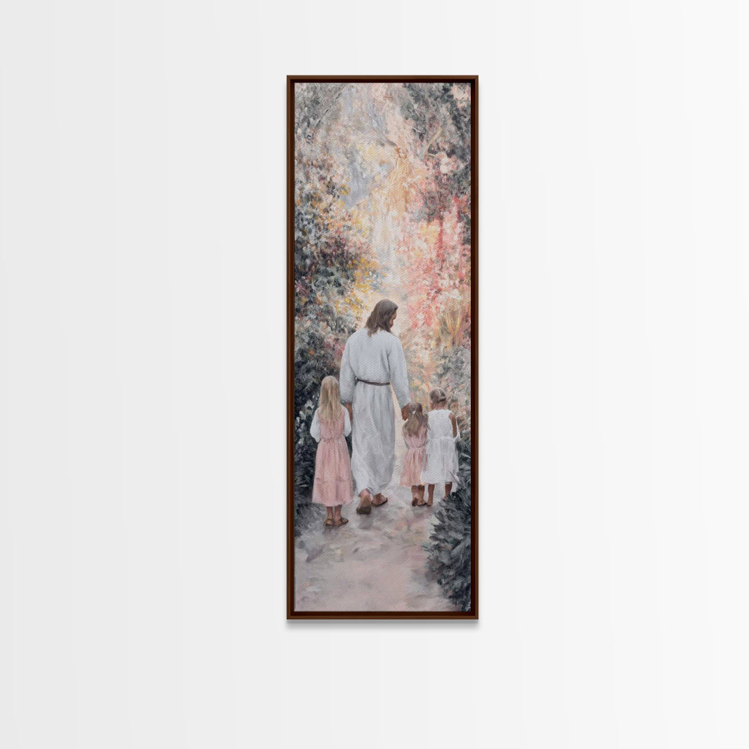 In His Garden – Framed Canvas Print – Narrow Art – Christian Painting – Jesus Art Print – Christian Art Canvas – Christian Wall Art
