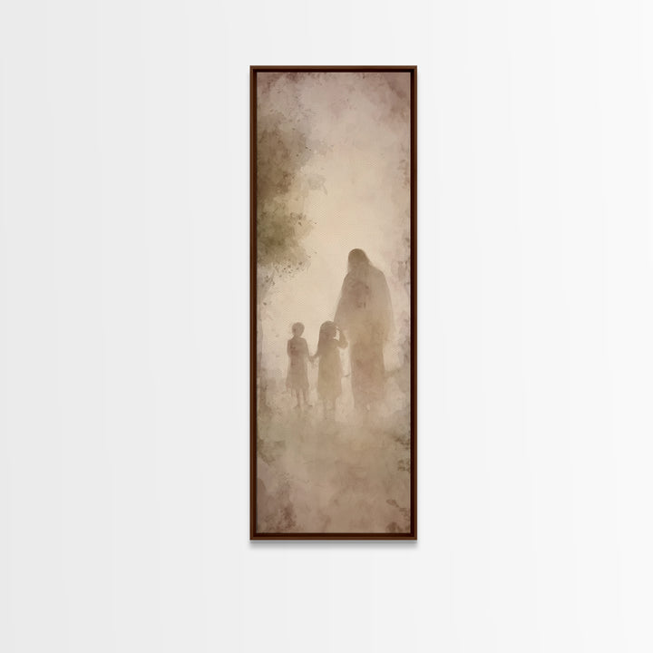 Heavenly Walk Home – Framed Canvas Print – Tall Narrow Wall Art – Christian Art – Jesus Art Print – Christian Painting – Christian Wall Art