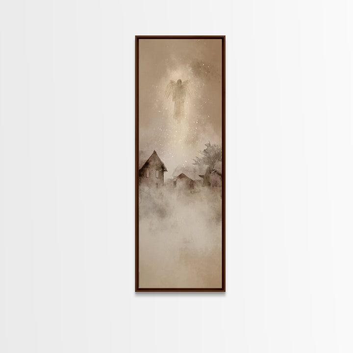 Holy Watcher – Framed Canvas Print – Christian Christmas Art – Christmas Wall Art – Narrow Art – Christian Art Canvas – Moody Christmas Art