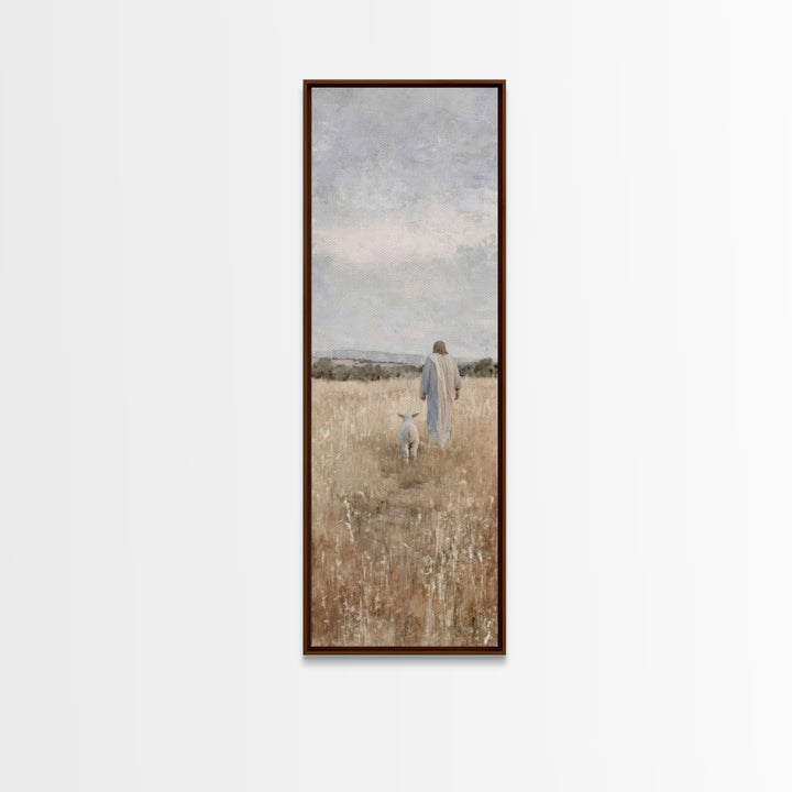 Shepherd’s Peace Path – Framed Canvas Print – Narrow Art – Christian Art Print – Christmas Wall Art – Jesus Painting