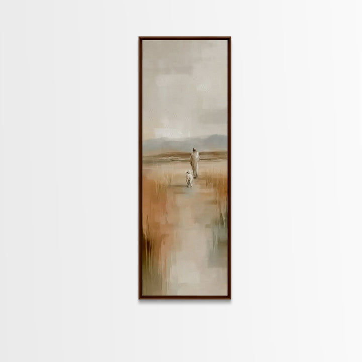 Quiet Shepherd Road | Framed Canvas Print | Tall Skinny Art Print | Christian Art | Jesus Canvas Art | Christian Paintings | Christian Deco