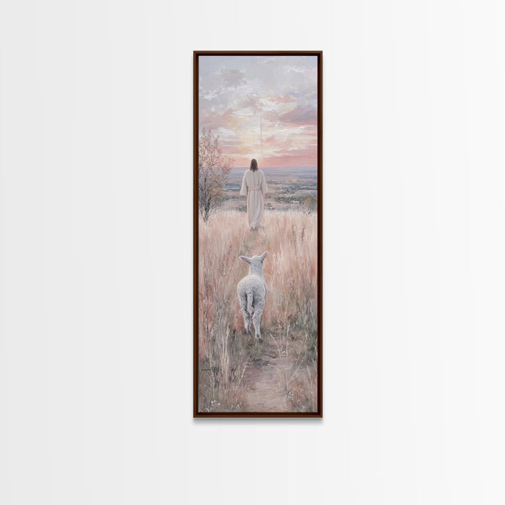 Pasture Of Mercy, Framed Canvas Print, Tall Skinny Art Print, Jesus Canvas Art, Christian Wall Art, Vintage Christian Art, Christian Gift