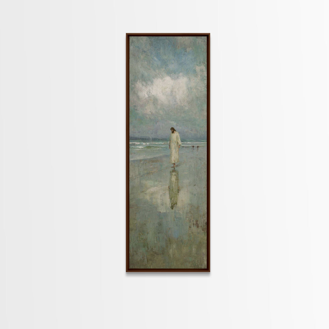 Walk of Peace – Framed Canvas Print – Jesus Painting – Christian Art – Tall Skinny Art Print – Christian Wall Art – Christmas Art