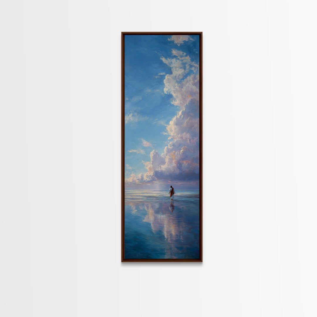 Heavenlit Journey – Framed Canvas Print – Christian Wall Art – Christian Art Canvas – Tall Narrow Wall Art – Jesus Painting – Christmas Art