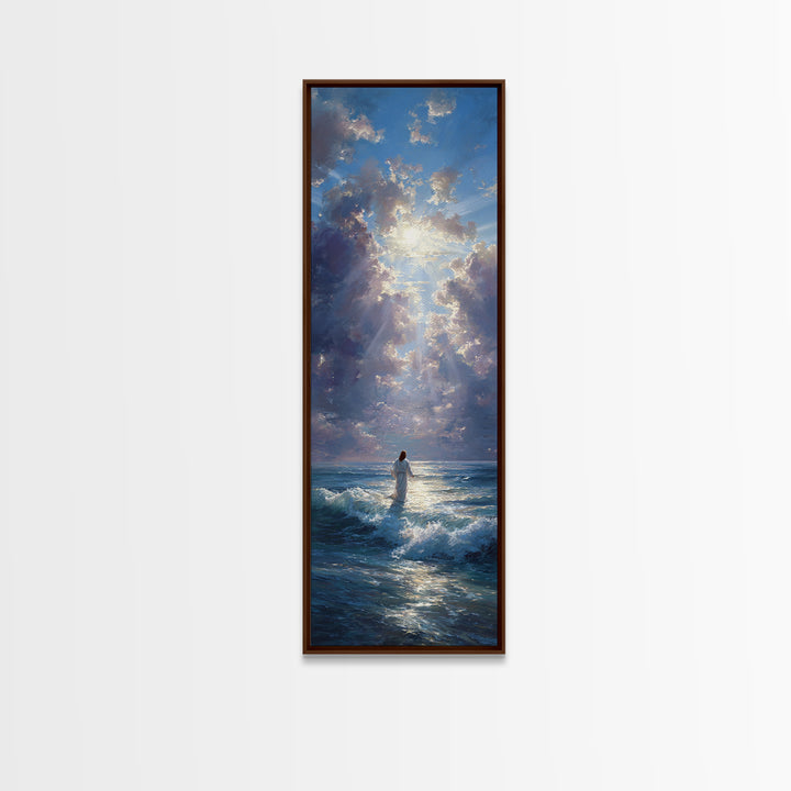 Radiant Ascension Sky – Framed Canvas Print – Christian Art Canvas – Christian Wall Art – Narrow Art – Jesus Painting – Christmas Art