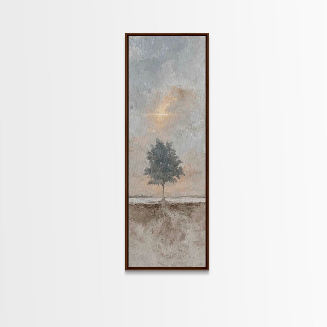 Cross Of Promise – Framed Canvas Print – Christian Art Canvas – Tall Narrow Wall Art – Christian Wall Art – Christian Christmas Art – Minim