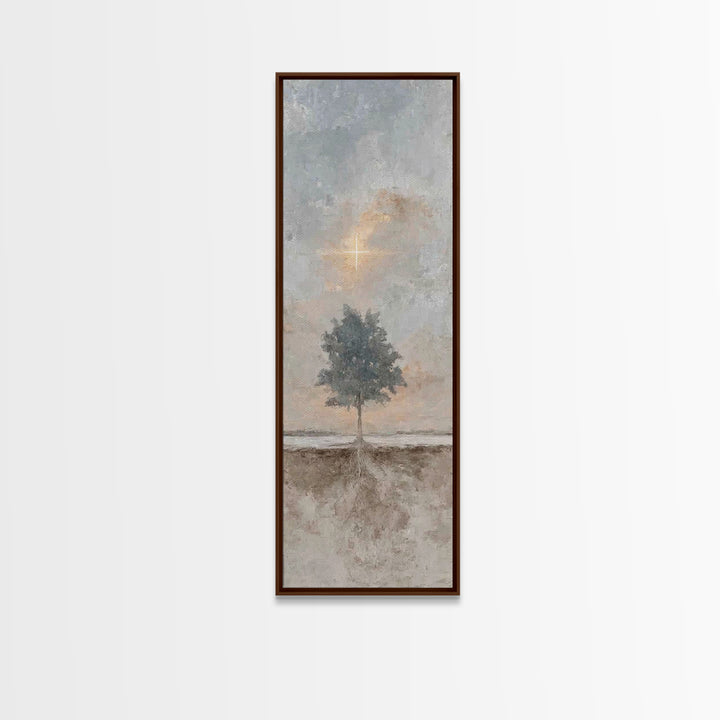 Cross Of Promise – Framed Canvas Print – Christian Art Canvas – Tall Narrow Wall Art – Christian Wall Art – Christian Christmas Art – Minim