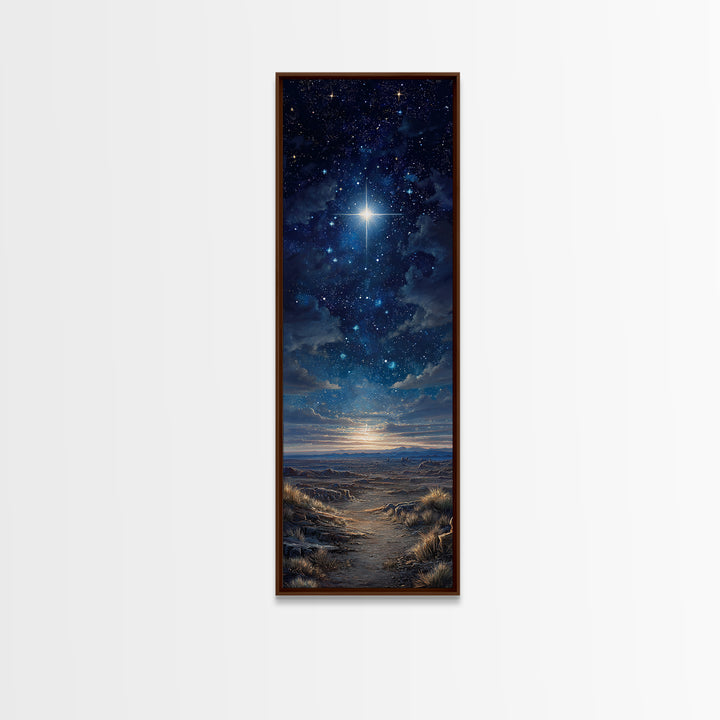Bethlehem Night Sky – Framed Canvas Print – Tall Skinny Art Print – Christmas Art – Christian Wall Art – Christian Art Canvas – Christian C