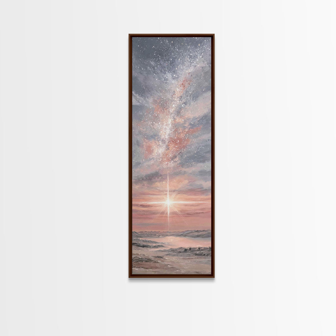 Celestial Dawn Hope – Framed Canvas Print – Skinny Art – Christian Art Canvas – Christian Wall Art – Christmas Art – Modern Christian Art