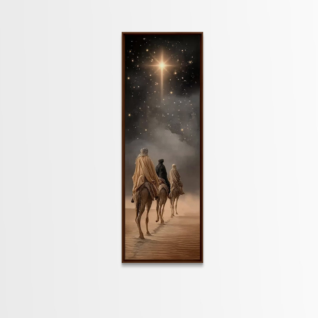 Wandering Kings Light, Framed Canvas Print, Christian Art Canvas, Christmas Art, Tall Skinny Art Print, Christian Decorations, Modern Chris