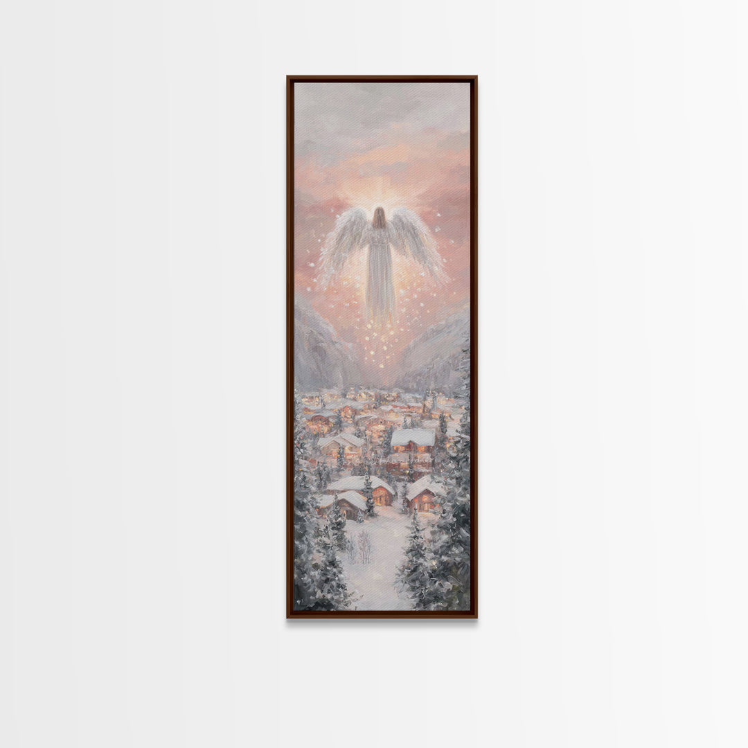 Heavenly Watch | Framed Canvas Print | Christian Wall Art | Christmas Art | Christian Art Canvas | Tall Narrow Wall Art