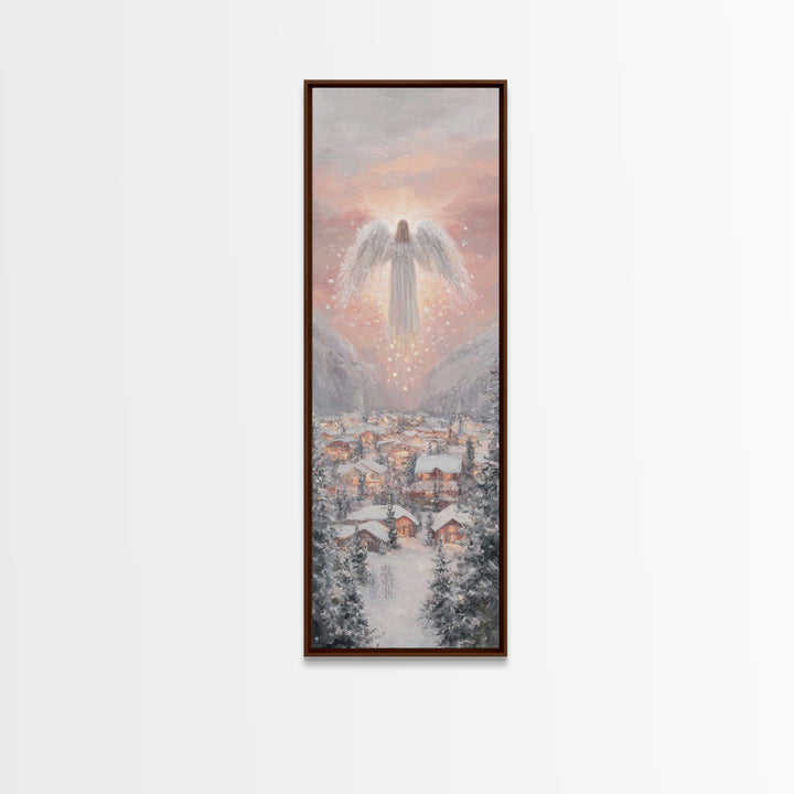 Heavenly Watch | Framed Canvas Print | Christian Wall Art | Christmas Art | Christian Art Canvas | Tall Narrow Wall Art