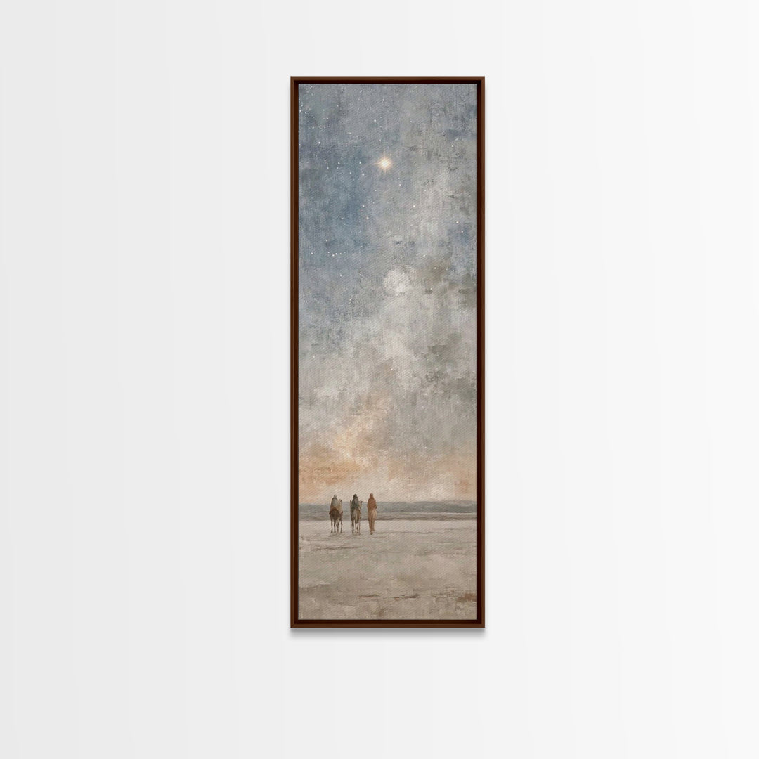 Star Above The Way – Framed Canvas Print – Christian Wall Art – Christmas Art Prints – Narrow Art – Christian Art Painting – Christian Chri