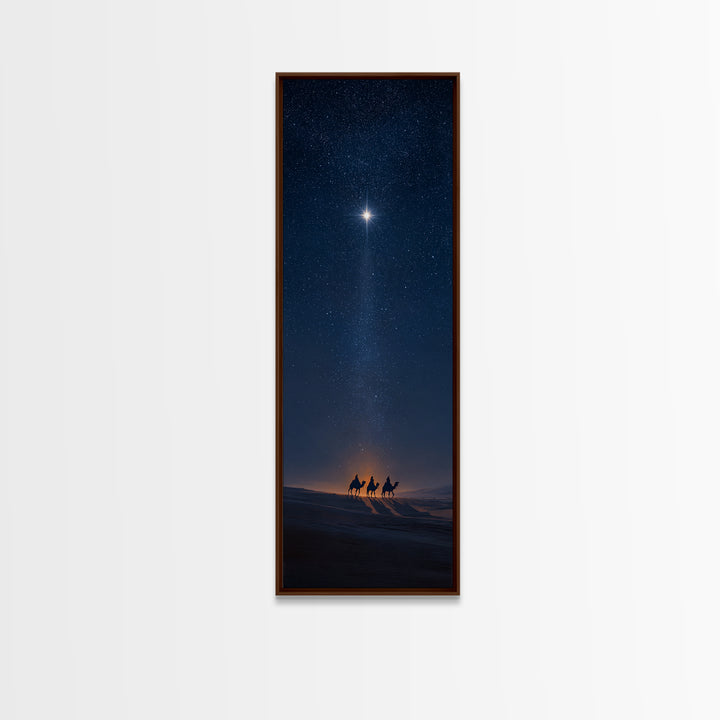 Midnight Kings Journey | Framed Canvas Print | Christmas Wall Art | Christian Art Canvas | Tall Skinny Art Print | Christian Christmas Art