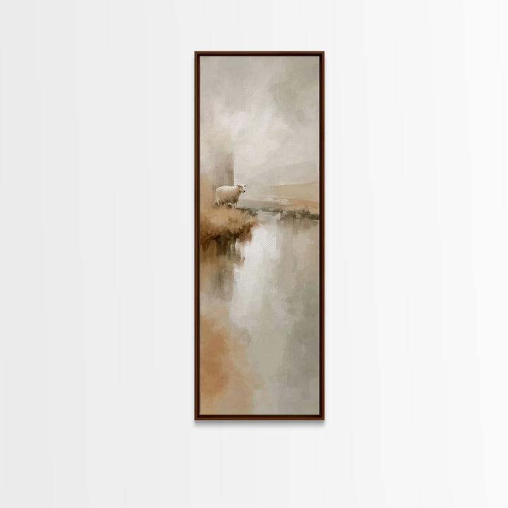 Stillwater Sheep | Framed Canvas Print | Christian Wall Art | Christian Art Canvas | Narrow Art | Christian Art Print | Unique Christian Ar