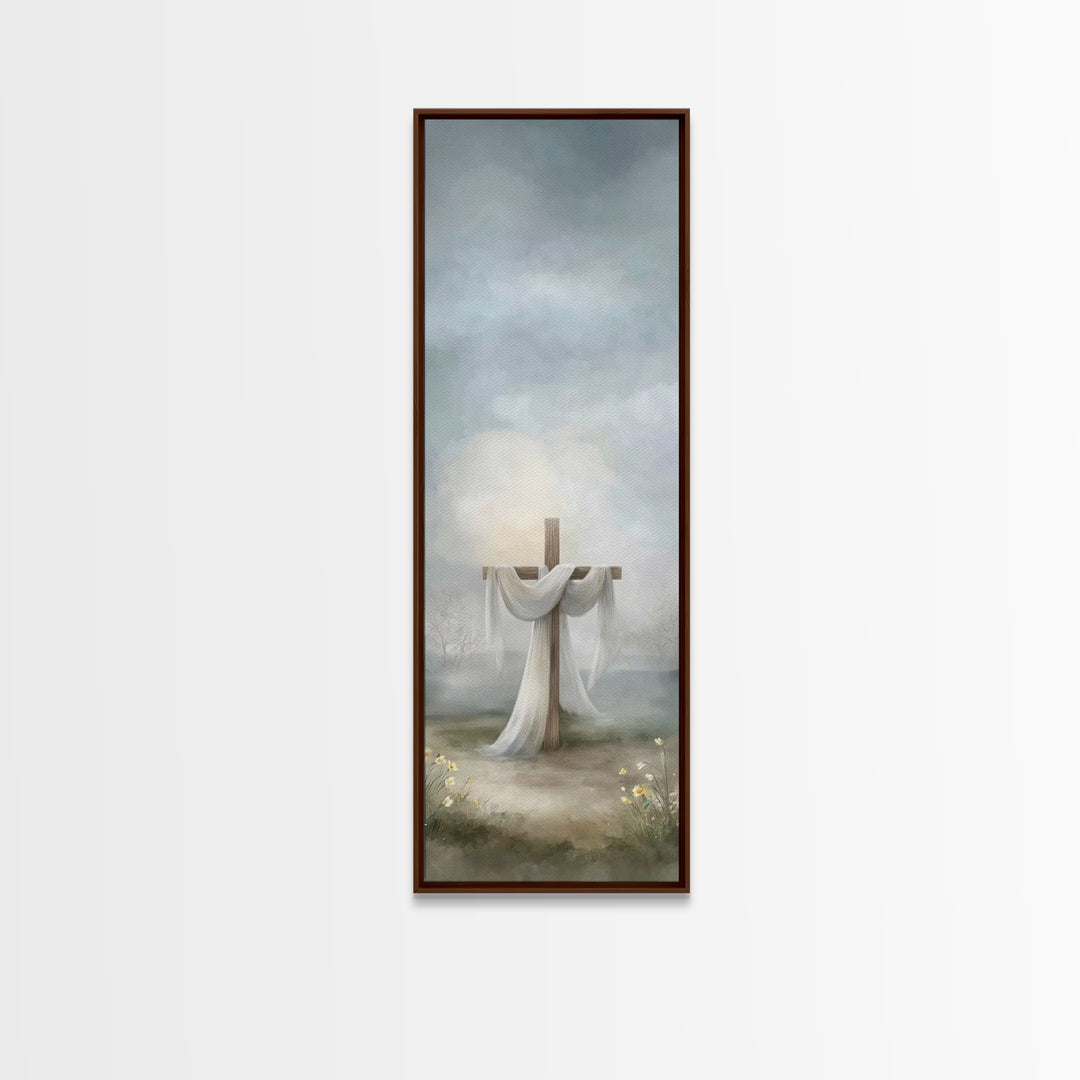 Hope Beyond The Hills, Framed Canvas Print, Narrow Art, Christian Wall Art, Christian Art Print, Christmas Art, Jesus Painting