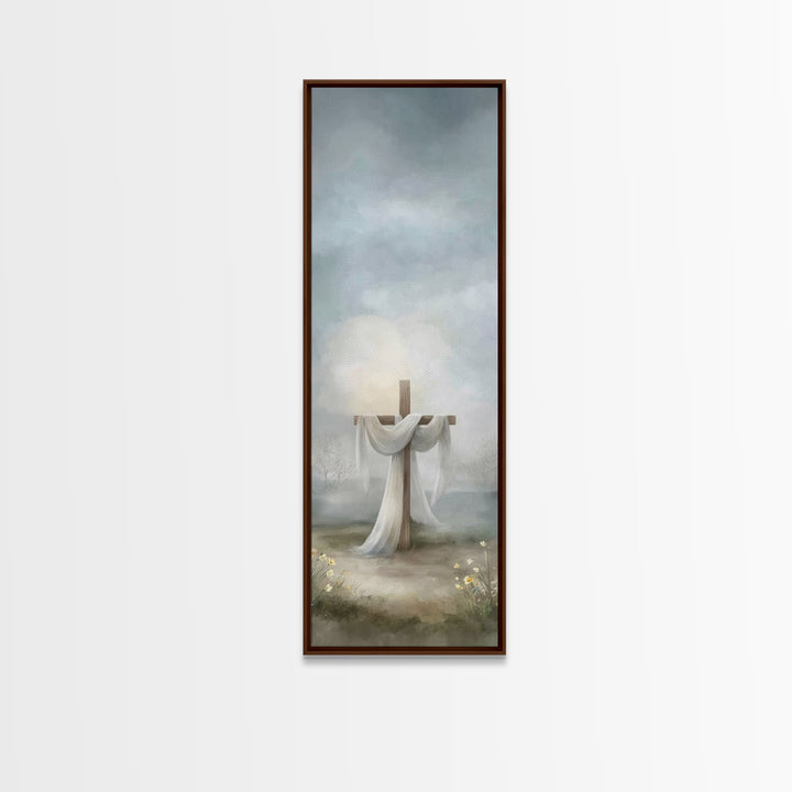 Hope Beyond The Hills, Framed Canvas Print, Narrow Art, Christian Wall Art, Christian Art Print, Christmas Art, Jesus Painting