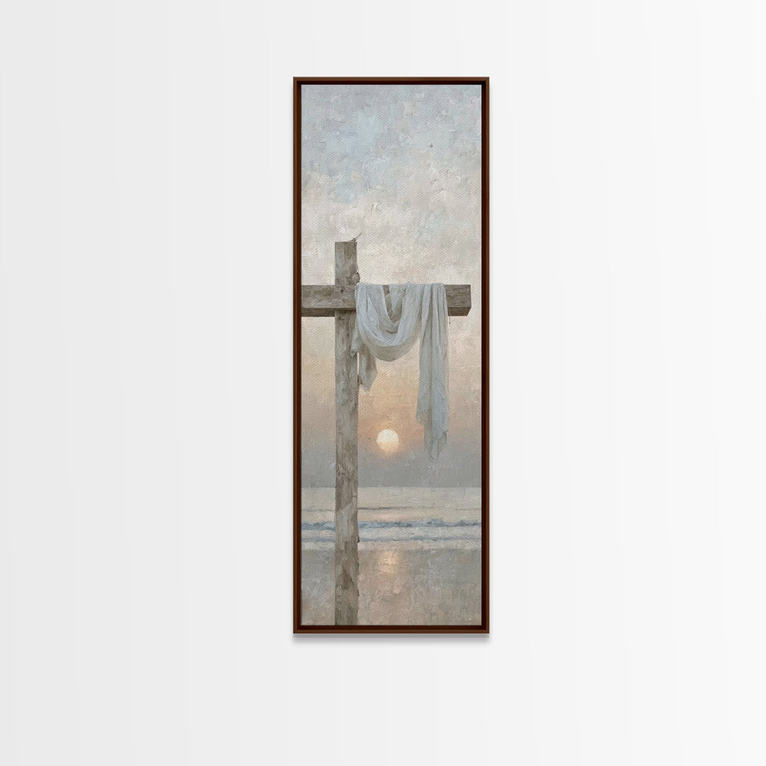Quiet Cross Serenity – Framed Canvas Print – Tall Skinny Art Print – Christian Art Canvas – Christian Wall Art – Christmas Art – Christian