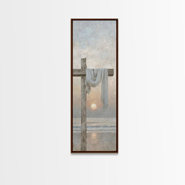 Quiet Cross Serenity – Framed Canvas Print – Tall Skinny Art Print – Christian Art Canvas – Christian Wall Art – Christmas Art – Christian